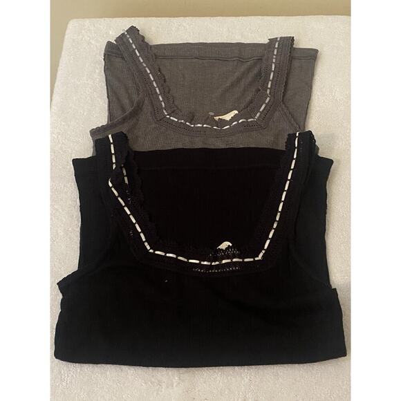 Free People Intimately Only You Tank Bundle Sz XS Black Gray Ribbed Feminine - Picture 3 of 9